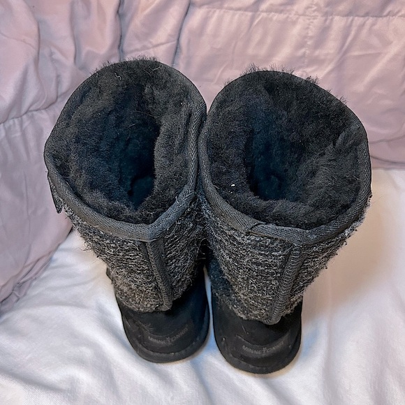 Minnetonka Tall Suede Tweed Boots Sheepskin/ Wool Lining Black 8 - Picture 9 of 9